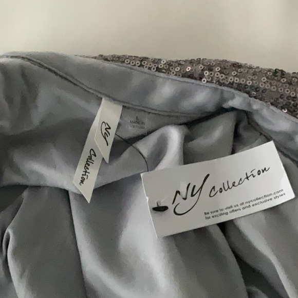 NWT NY Collection Silver Sequins Long Sleeve Shirt - Size Large - Picture 7 of 7